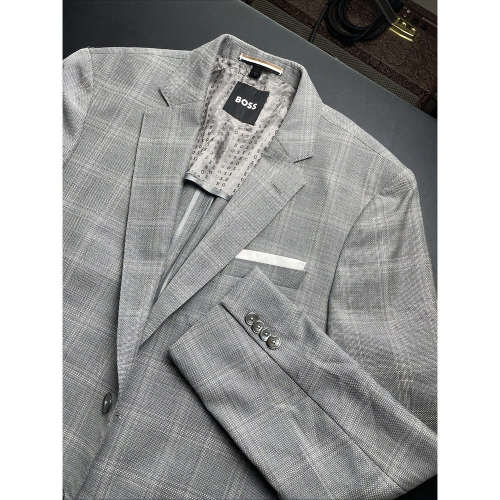 HUGO BOSS H-Hutson-222 Gray Plaid 40R unstructured Blazer PERFECT!
